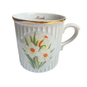 Original Bohemia March Jonquil porcelain coffee tea mug with gold trim vintage